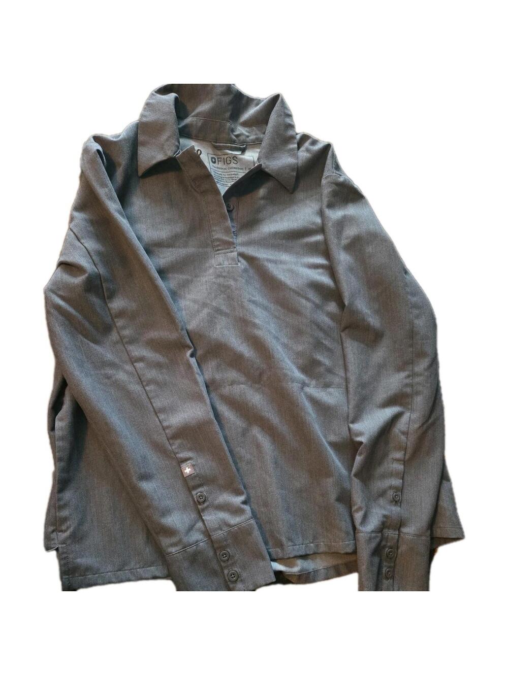 Figs Medium Gray Long Sleeve Scrub Top Medium graphite nala collared